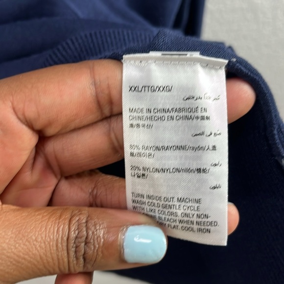 Charter Club Cardigan Navy Blue Sequin Floral Front Round Neck Buttons Size XXL - Picture 5 of 9